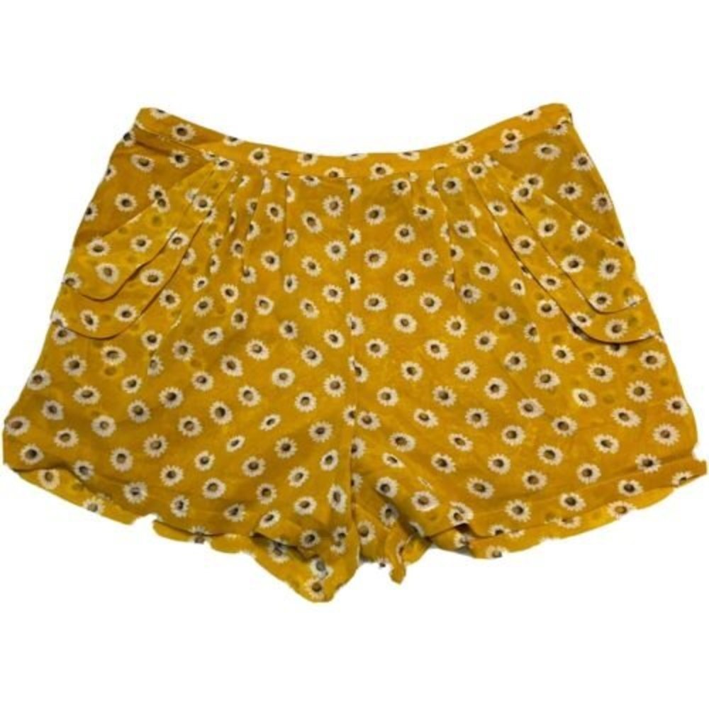 Yellow Ditsy Floral Daisy Shorts Ruffle Lightweight